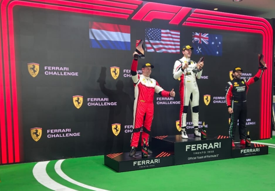 Verhagen na podium 2024 Ferrari Challenge runda towarzysząca F1